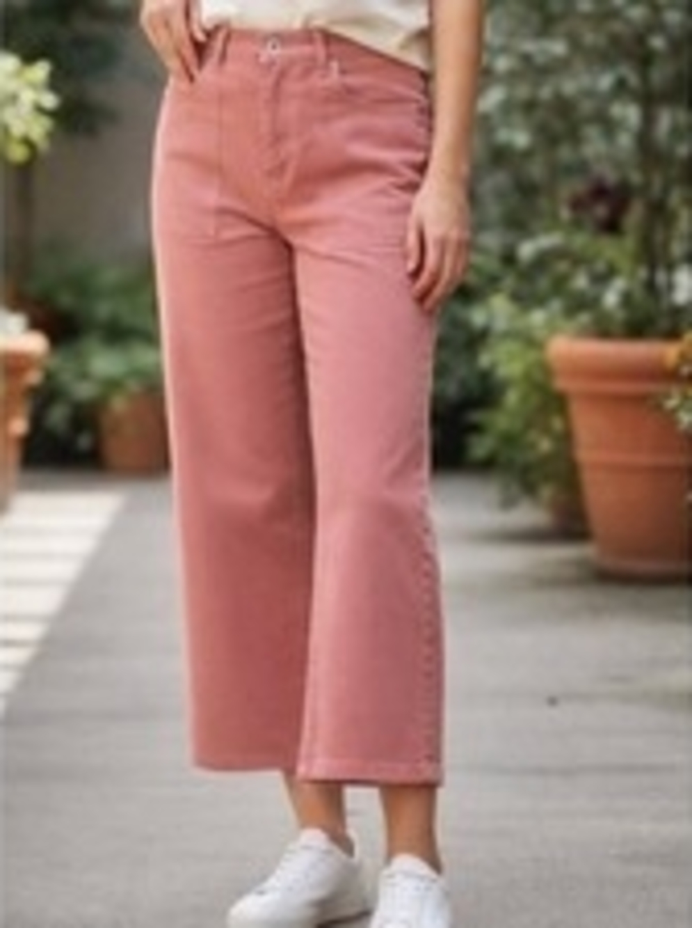 Joie Rose Pink High-Rise Crop Straight Jeans